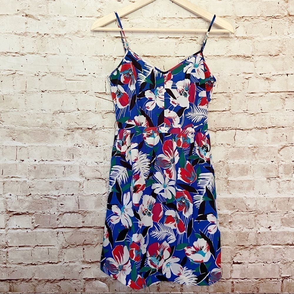 J. Crew floral satin dress sleeveless